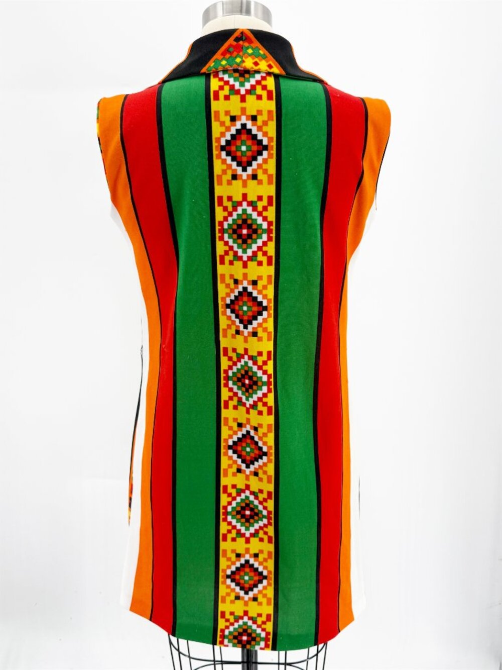 Vintage Jonathan Logan Dress Orange Green Aztec Boho Mini Mod 70s - Picture 8 of 12